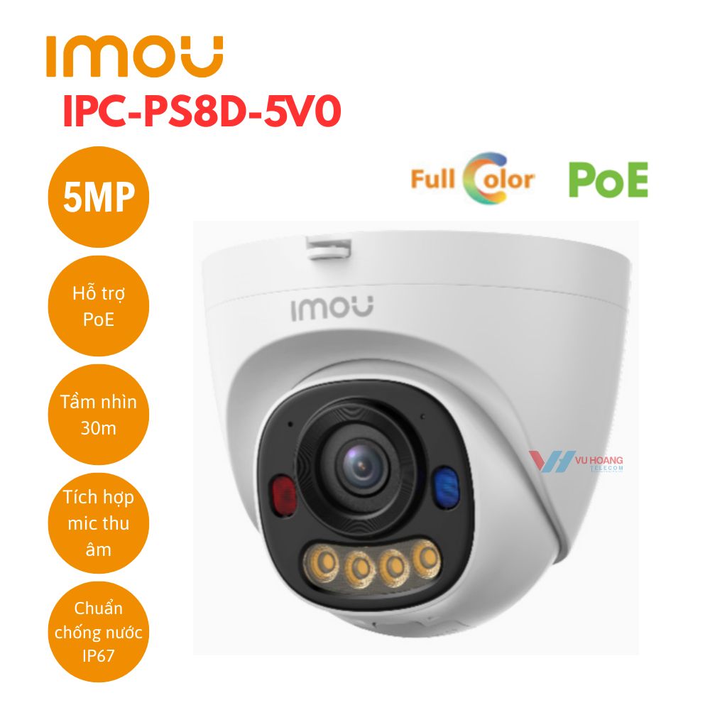 CAM IMOU IP DOMO /POE/audio/IP67/full color/ 3K/5MP ONVIF IPC-PS8D-5V0 CAM IMOU IP DOMO /POE/audio/IP67/full color/ 3K/5MP ONVIF IPC-PS8D-5V0