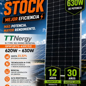 PANEL SOLAR 630W BIFACIAL N-TYPE GPM12RTG-630(132)